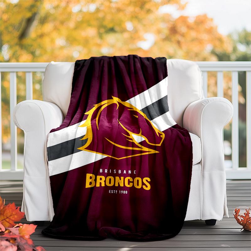 Brisbane Broncos Flannel Blanket Soft All-Season Throw, Design for Camping, Car Travel, Hiking Sofa, Bed, Office Perfect Gift for Parties