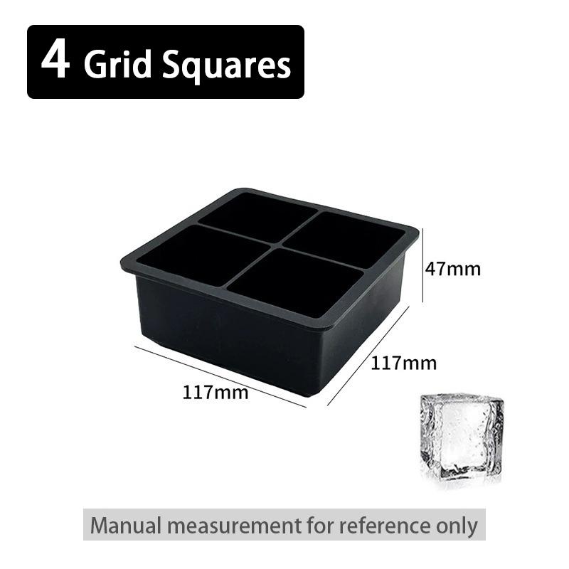 Silikon-Eisformen Mehrfach wiederverwendbare Eiswürfel-Formen Gitter Große Eiswürfelform Silikon-Kühler