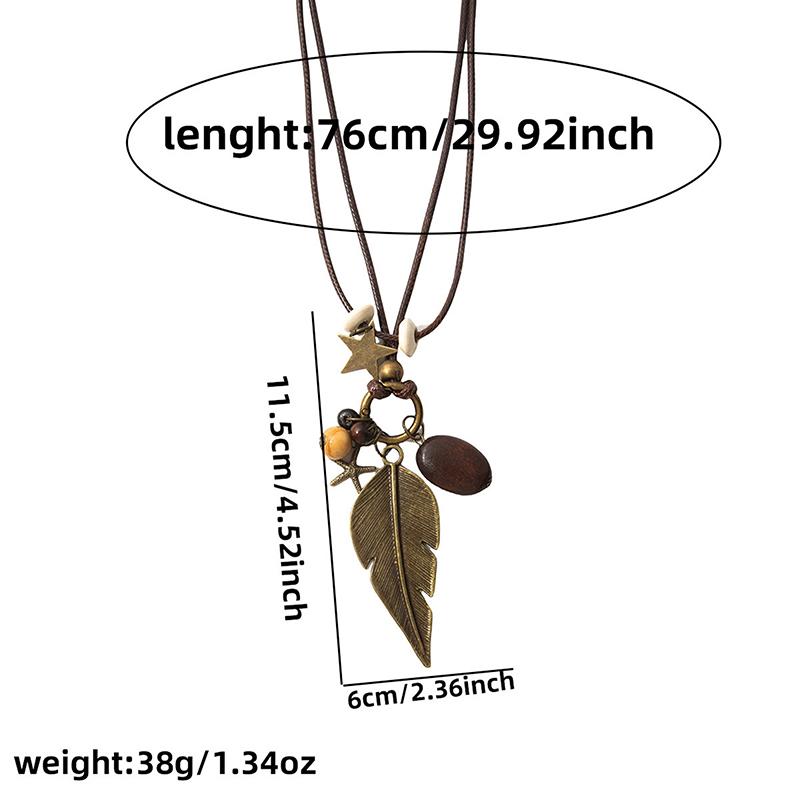 Resin Round Hollow Pendant Necklaces For Women Trendy Black Leather Rope Long Sweater Chain Necklaces Party Jewelry