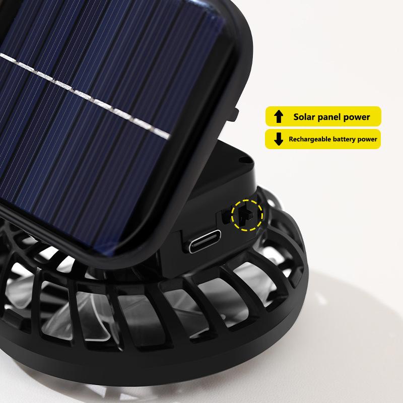 Lenovo Clip On Fan Solar Powered USB Rechargeable High Powered Cooling Handheld Outdoor Fan