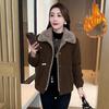 Women's Winter Casual Warm Short Jacket Lined Fleece Jacket Loose Casual Jacket
