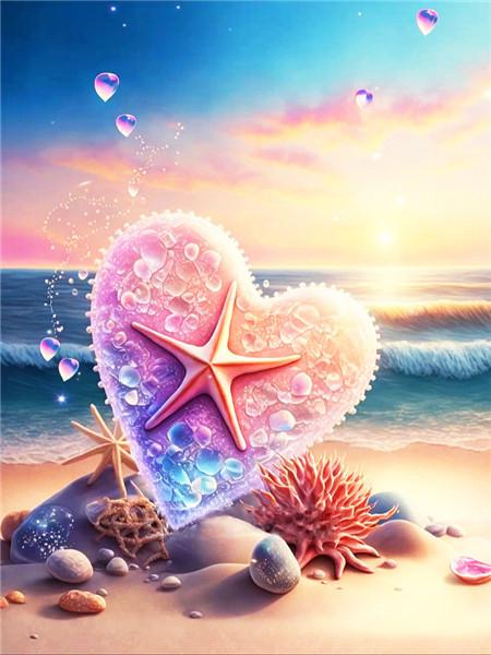 New Arrival Diamond Mosaic Love Stone Embroidery Heart Cross Stitch Seaside Painting Flower Fantasy Landscape Wall Decor
