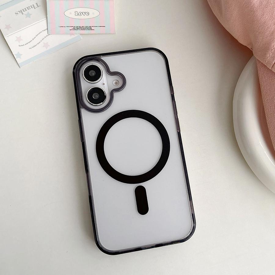 

Роскошный магнитный чехол для телефона с беспроводной зарядкой для iPhone 16 15 Pro Max 16 Plus iPhone 14 13 12 11 для Magsafe полупрозрачная противоударная задняя крышка iPhone 16 чёрный