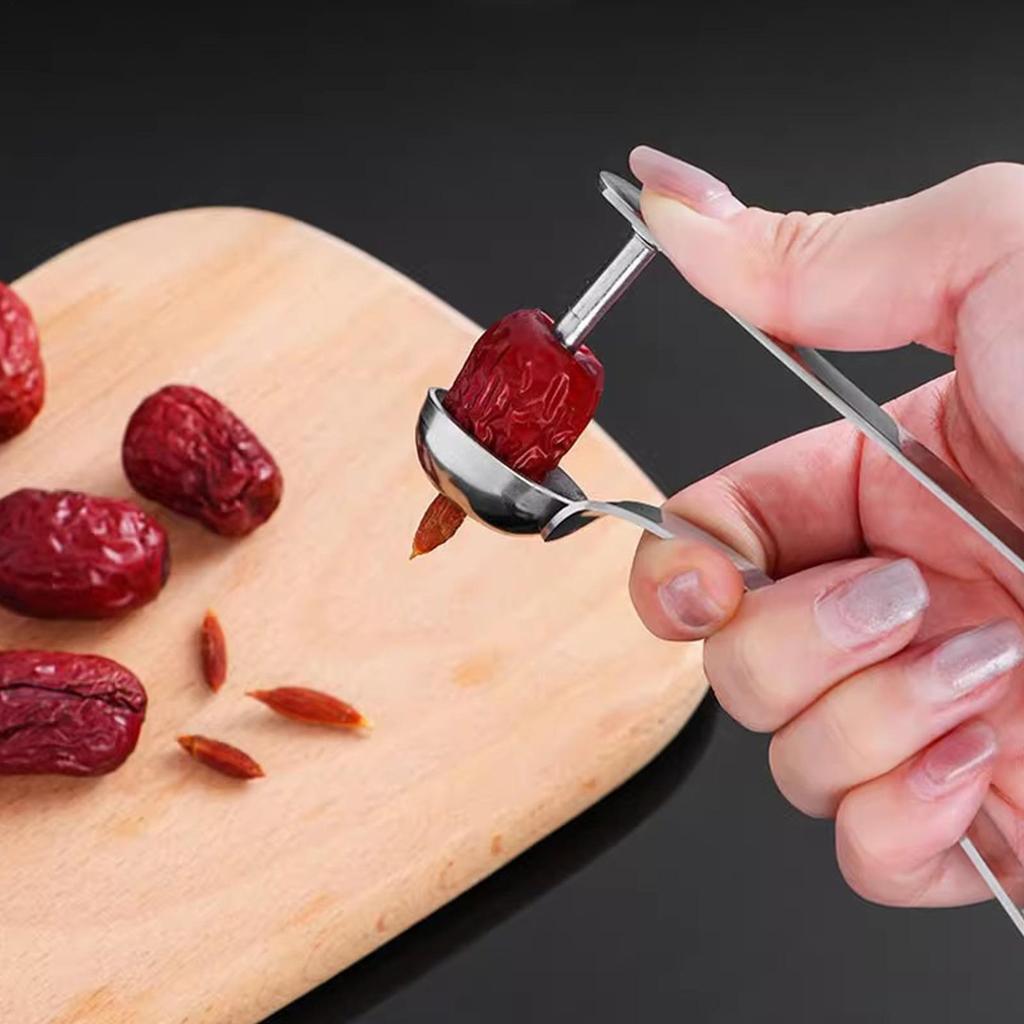 Jujube Core Remover Stainless Steel Cherry Pit Corer Fruit Remover Tool Portable Kitchen Gadgets for Jujube and Red Date