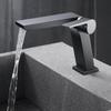Gun Grey/Brushed Gold Bathroom Waterfall Sink Faucet Brass Hot And Cold Mixed Water Washbasin Faucet Single Handle Basin Tap