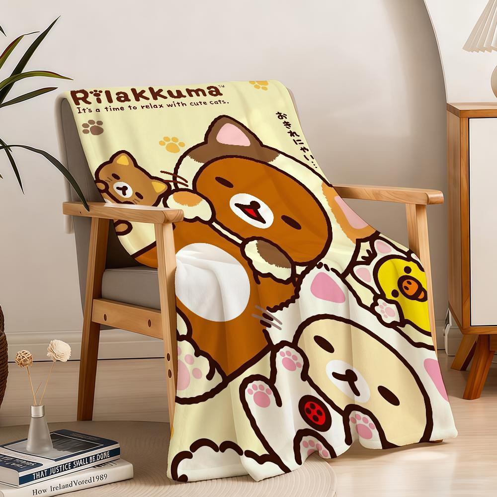 R-Rilakkuma Cute Bear Blanket Soft Warm Furry Throw Super Kids Toys Bed Sofa Car Cradle