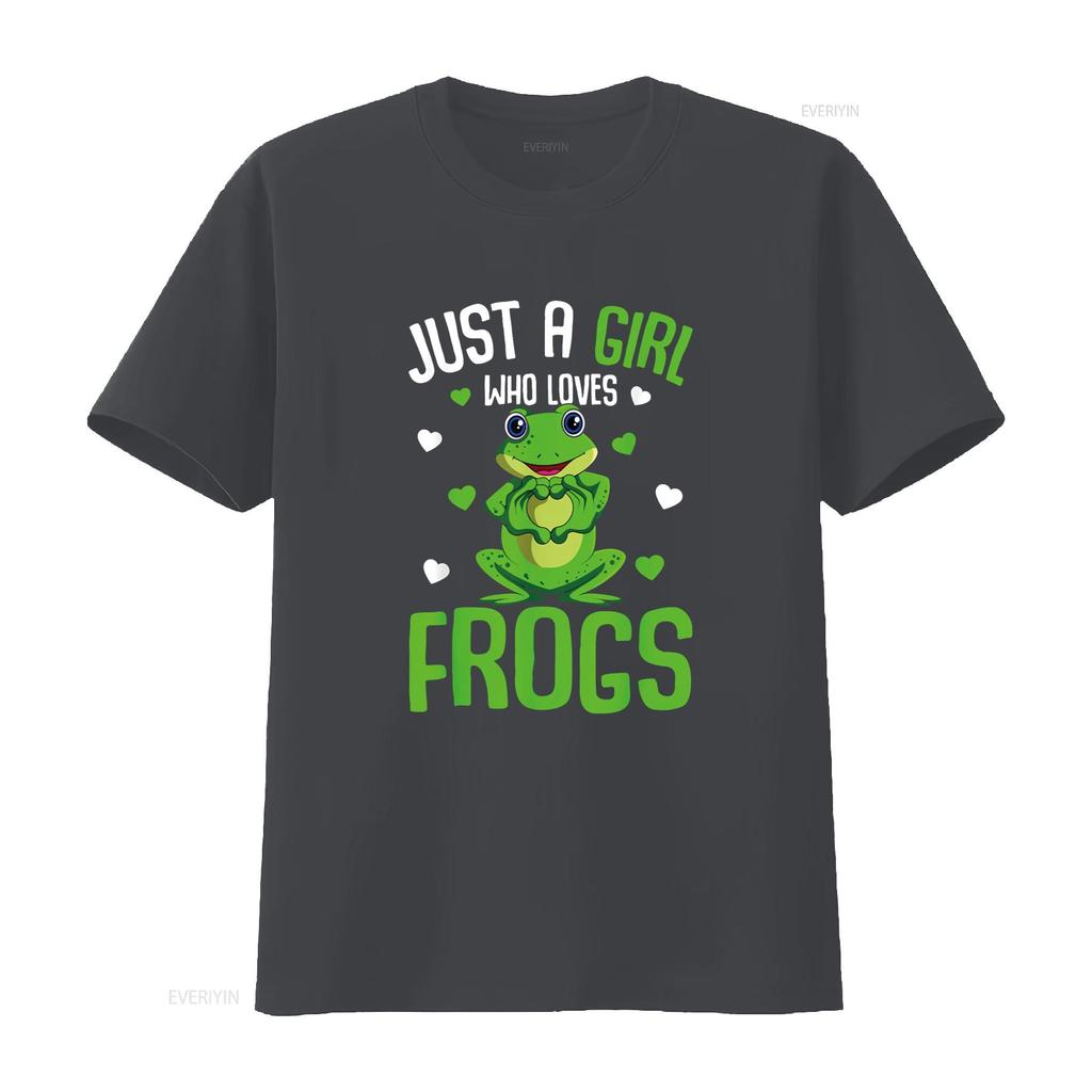 Just A Girl Who Loves Frogs Kids Girls Frog T Shirt vintage Washed Slightly homme Comfortable Versatile Stretched Unisex