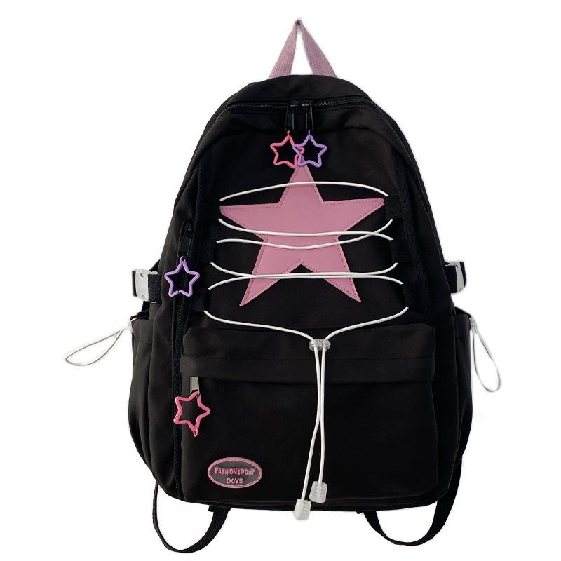 Schoolbag new pink star strap casual class student backpack fashion large capacity campus leisure backpack
