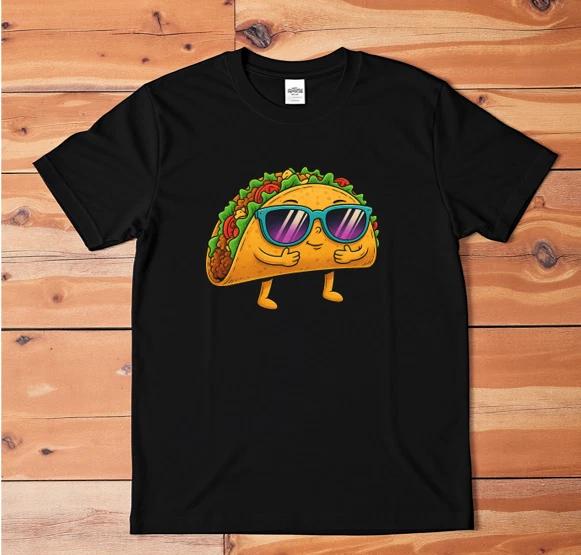 Cool Taco T-Shirt Funny Food Graphic Tee with Sunglasses Cartoon Taco XXXXL