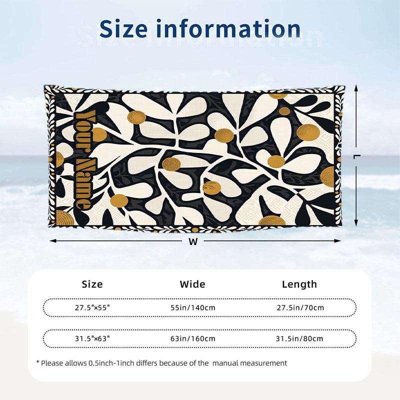 Animal Print Fusion Theme Quick Dry Beach Towel Custom Name Text Print Large Sand Resistant Towel Beach Vacation