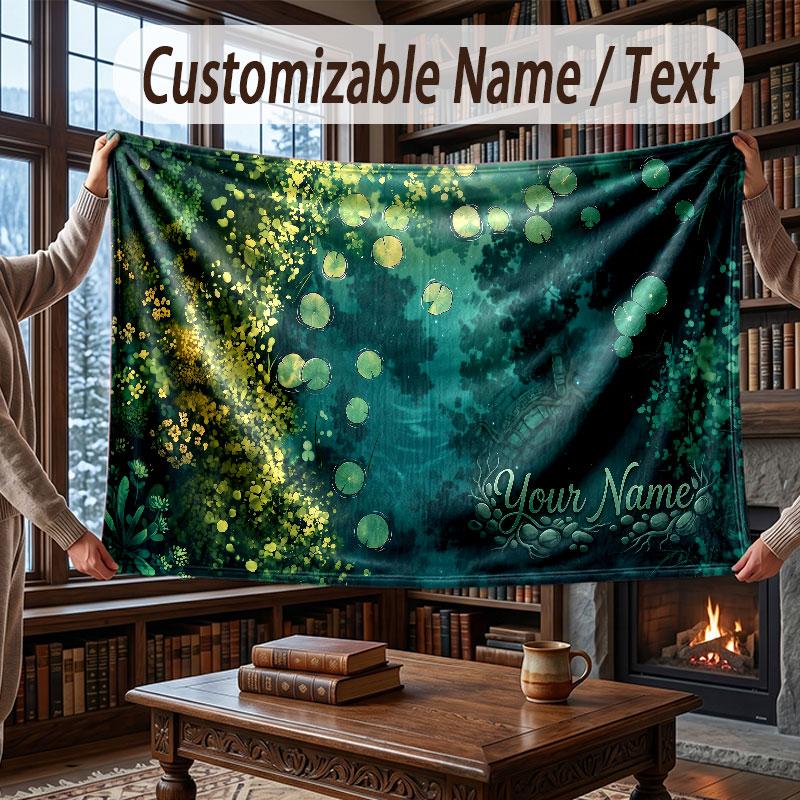 Octopus Sea Life Theme Throw Blanket Custom Name Text Personalized Blanket Soft Cozy Blanket for Home Sofa Bed
