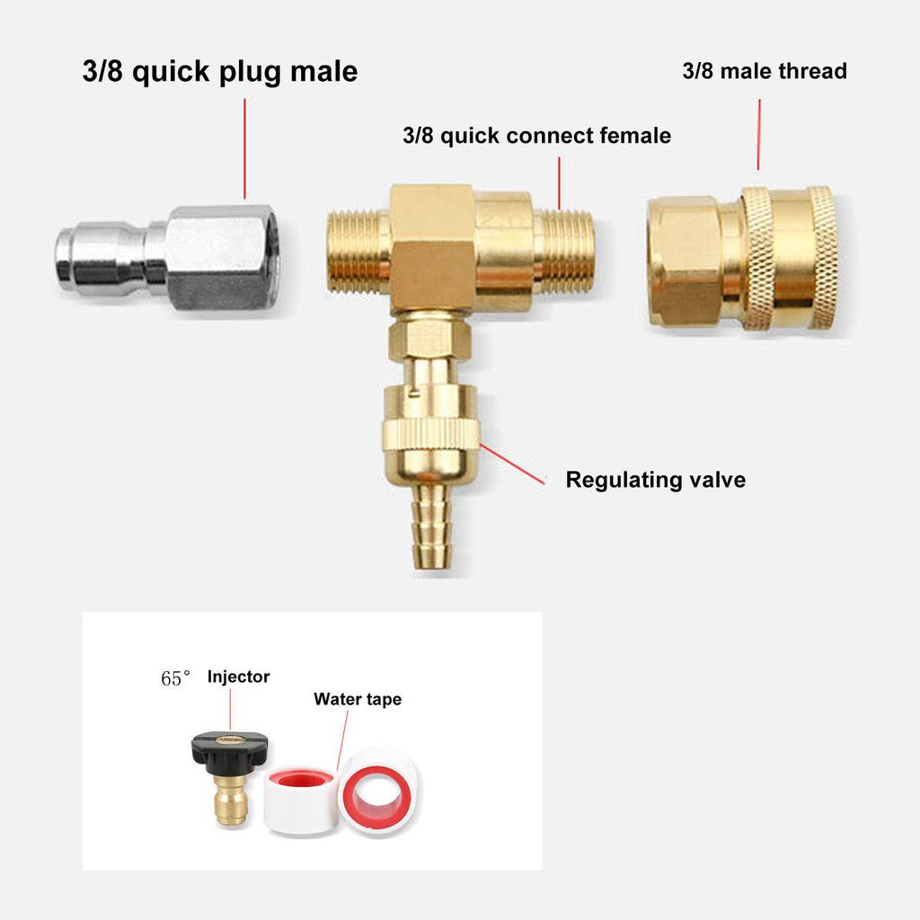 Chemical Injector Set 5000PSI Adjustable Chemical Injector Corrosion Resistant Anti Fade with 9.8ft Tube for Pressure Washer