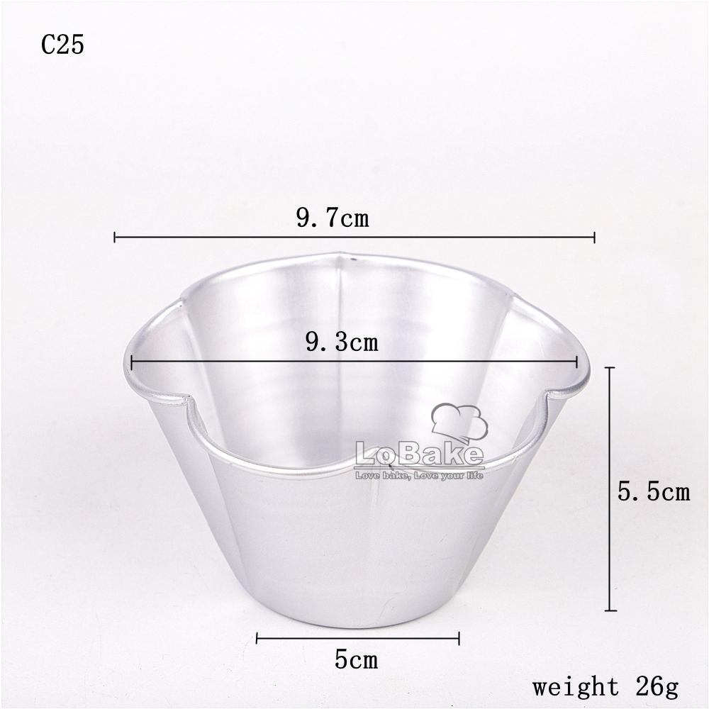 10pcs/lot Various Design Fluted Edge Wavy Flower Cup Boat Round Shape Aluminium Tart Mould Jelly Pudding Cup Cupcake Mold Baking