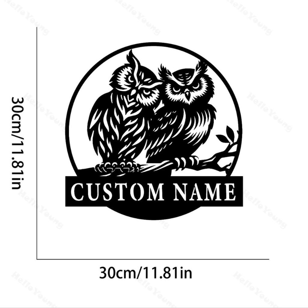 Customizable Metal Owl Wall Art Personalized Family Name Sign Hot Sale for Entryway Garden Kitchen Dining Decor
