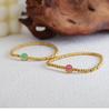 18K Gold-Plated Pastel Green Smiling Face Bead Elastic Bracelet for Women