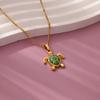 Stainless Steel Turtle Pendant Necklace Trendy Beads Chain Necklace Choker Necklace  Beach Outfit