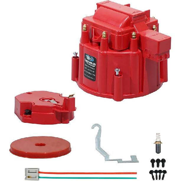 Red Male HEI Distributor Cap And Rotor Kit For SBC BBC 283 305 307 327 350 396 454 V8 Engines Performance Replacement For K549, 8416, 400, 454