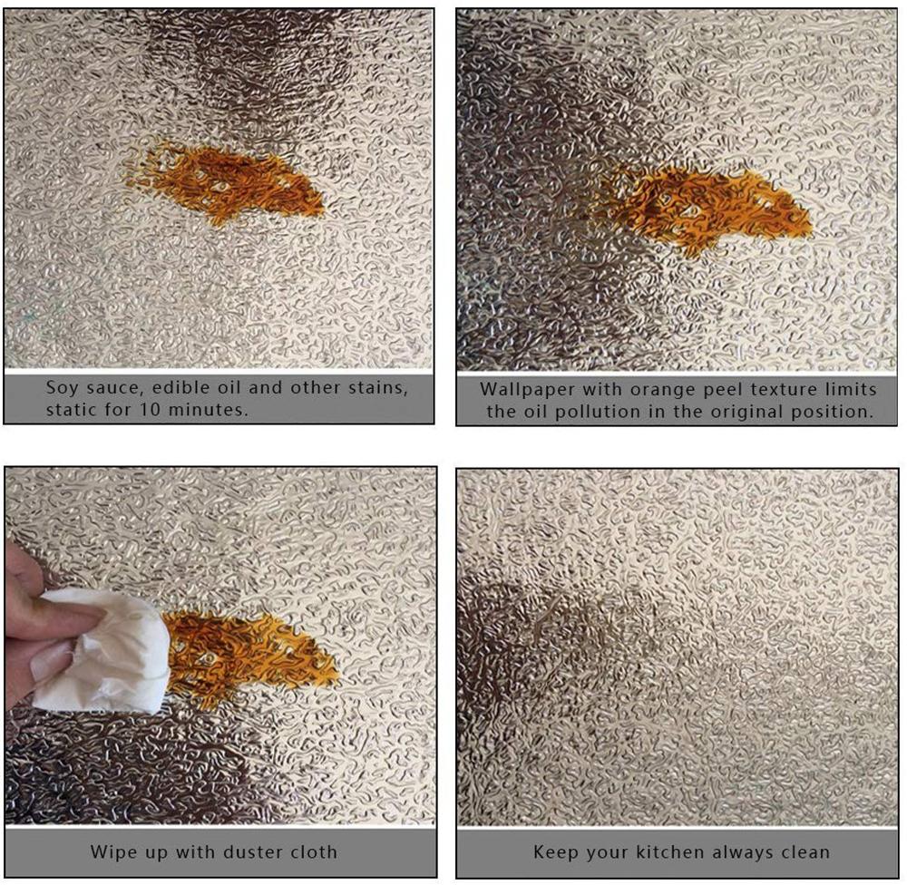 1 m/Rolle Küchenrückwand-Tapetenaufkleber, selbstklebende Aufkleber aus Aluminiumfolie, ölbeständig, wasserdicht, Küchenherdaufkleber