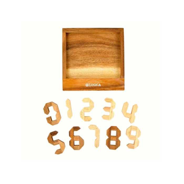 Casse-tête - digigrams - numeros - bois précieux - difficulté 4/6 - 10 pièces - 1 joueur ou plus