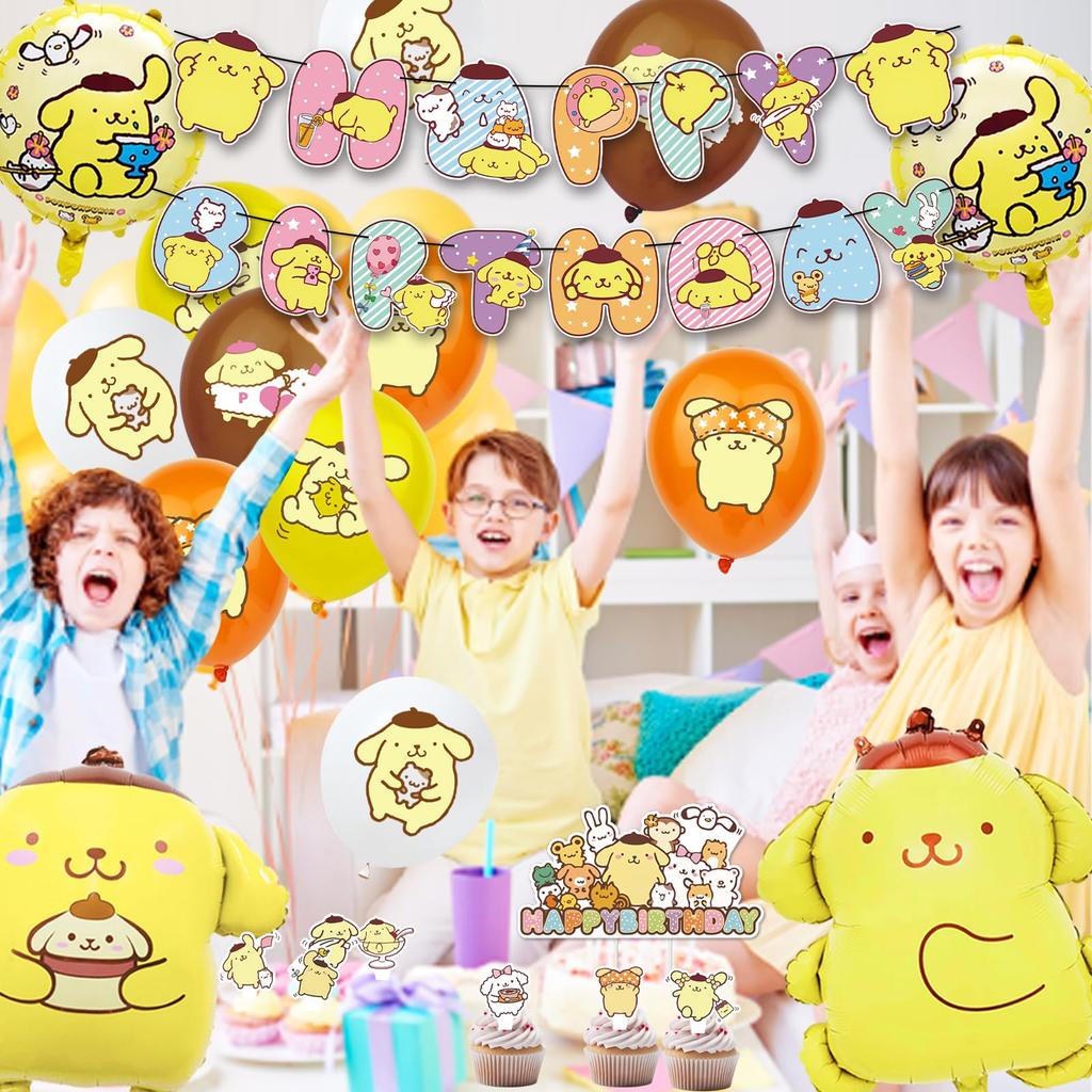 Pompompurin Birthday Decorations, Character Balloons, Runes, Kids Birthday Decorations, Happy Birthday Banner, Cake Topper, for Girls and Boys