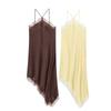 Cross-Border Foreign Trade 2026 European and American Style Fashion Women's New Lace-Trimmed Silk Satin Texture Irregular Strap Dress