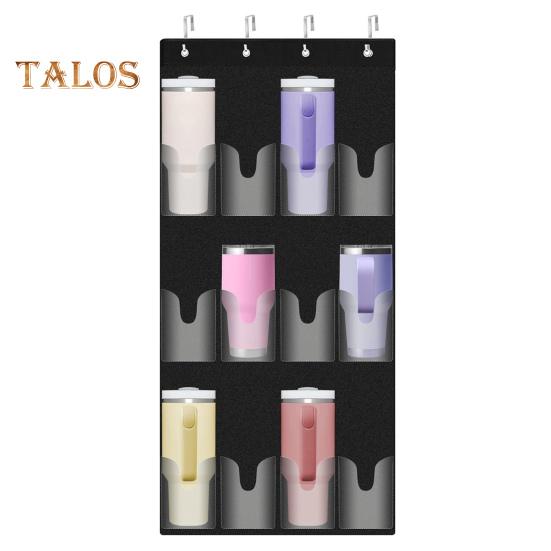 Water Bottle Holder for Cup 12 Pockets Large Capacity Organizer with 4 Hooks Portable Foldable Hanging Bag for Door Kitchen Cabinet Pantry Bedroom