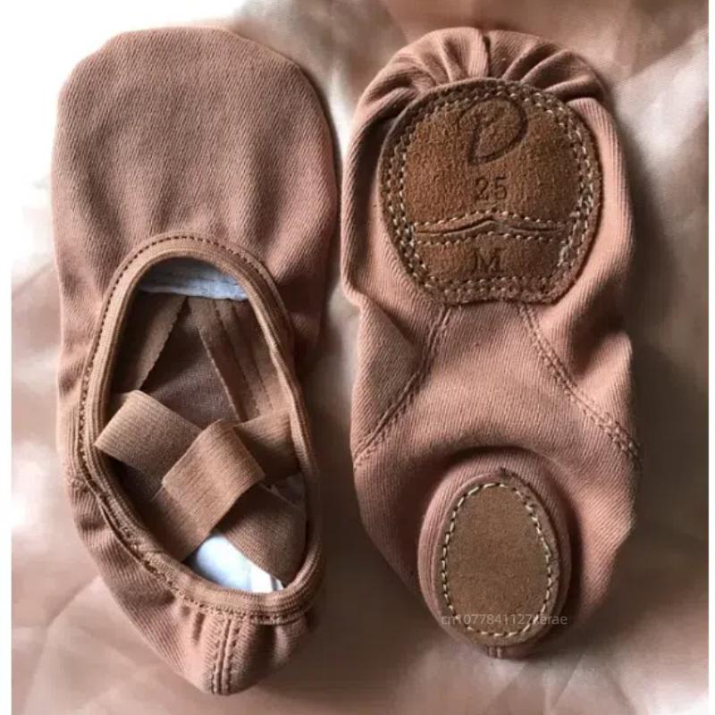 Full Stretch Fabric Ballet Shoes for Adult Body, Women's Soft Soled Practice Shoes, No Tie Up, Visible Instep Dance Shoes