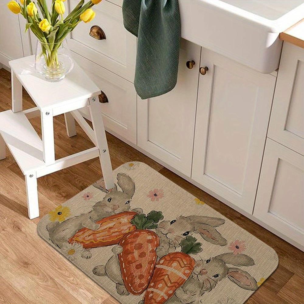 1Pcs Anti Fatigue Kitchen Rugs, Easter Bunny  Print Waterproof Non-Slip Thick Cushioned Kitchen Mat Heavy Duty Comfort Standing Mat for Kitchen
