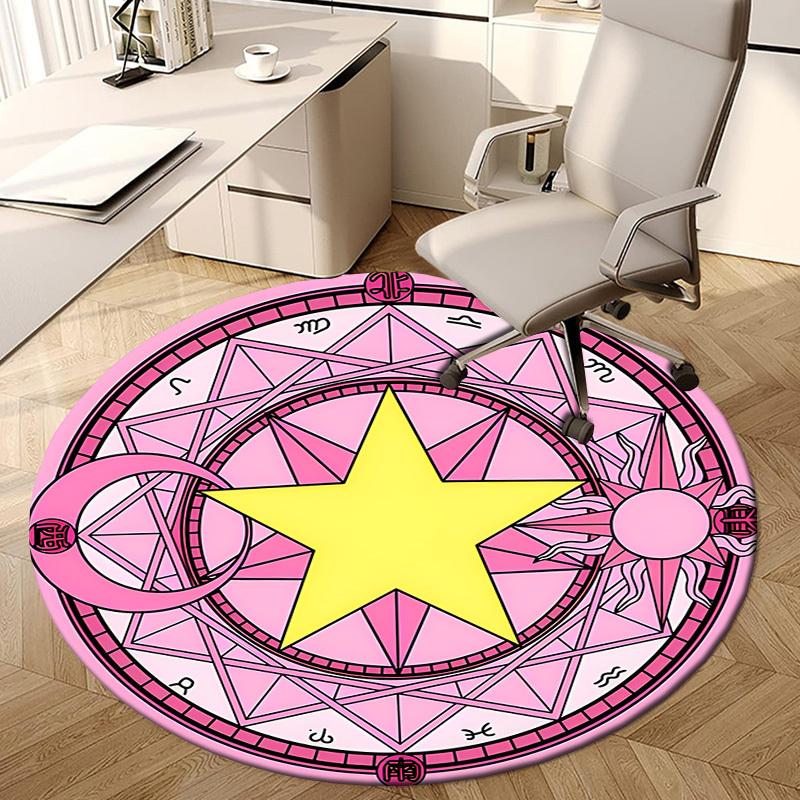 1pc Circlet of Stars Round Carpet, Made of Polyester,Perfect for Decorating Office Chairs, Living Rooms,Vibrant Decorative Rug