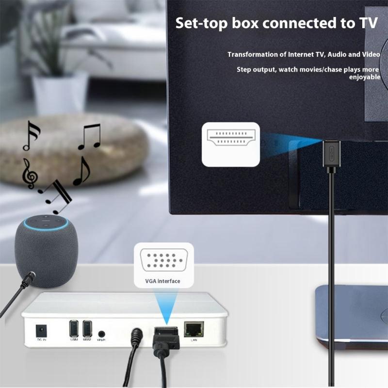 HDTV to VGA Adapter Converter Output Computer Set Top Box Connector Dongle for Laptop PC Monitor Projector 3.5mm Cable