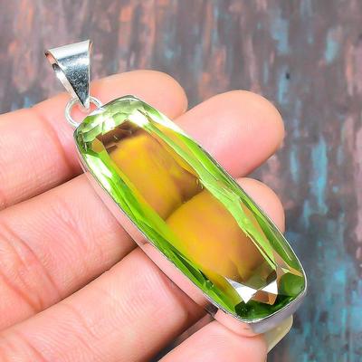 Ciondolo gioielli in argento sterling 925 fatto a mano con pietra preziosa peridoto per donna