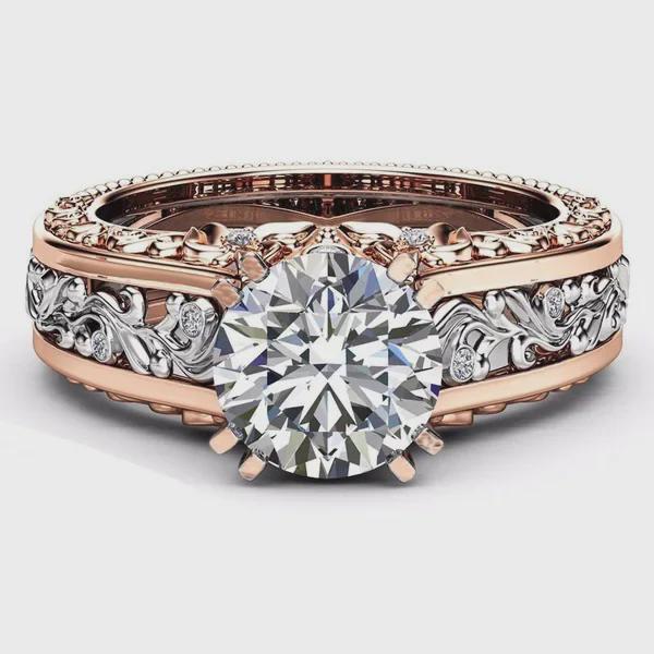 Hecheng 14k Rose Gold Zircon Women's Ring