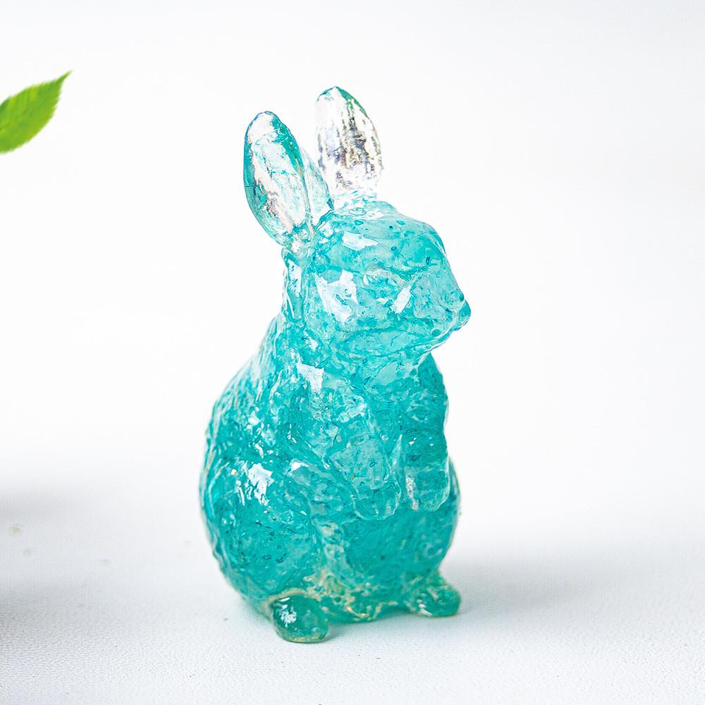 Resin Crystal Standing Bunny Decor For Home Office Gift Collectible