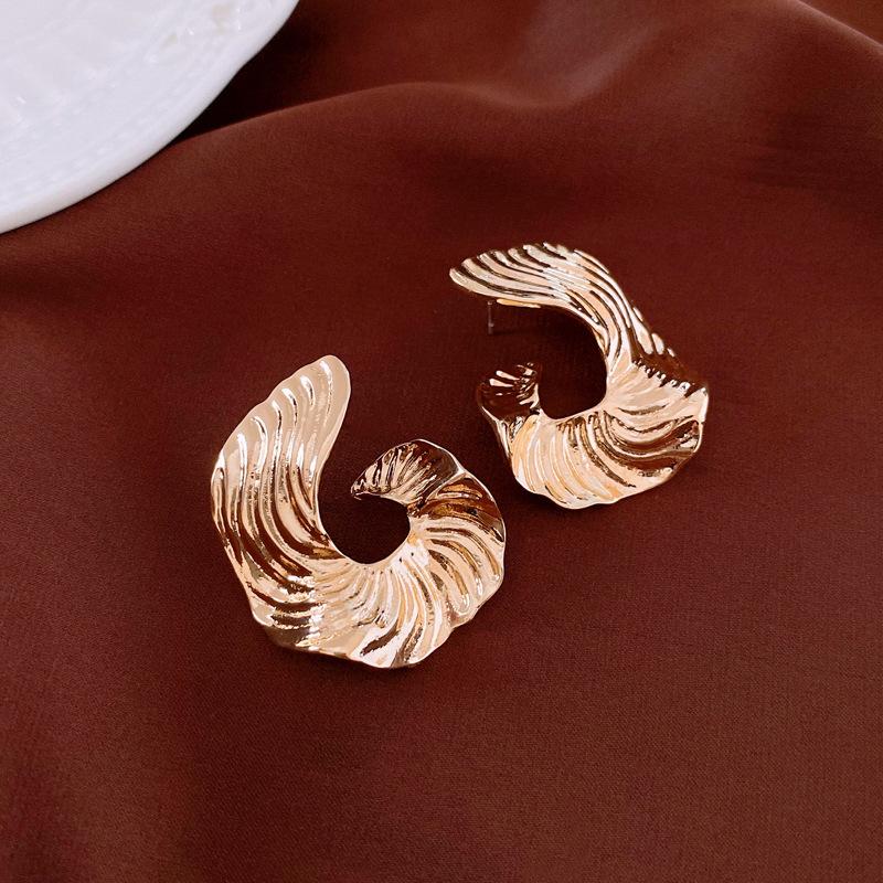 Metal Stripe Geometric Silver Needle Earrings Fashion Personality Irregular Temperament Earrings