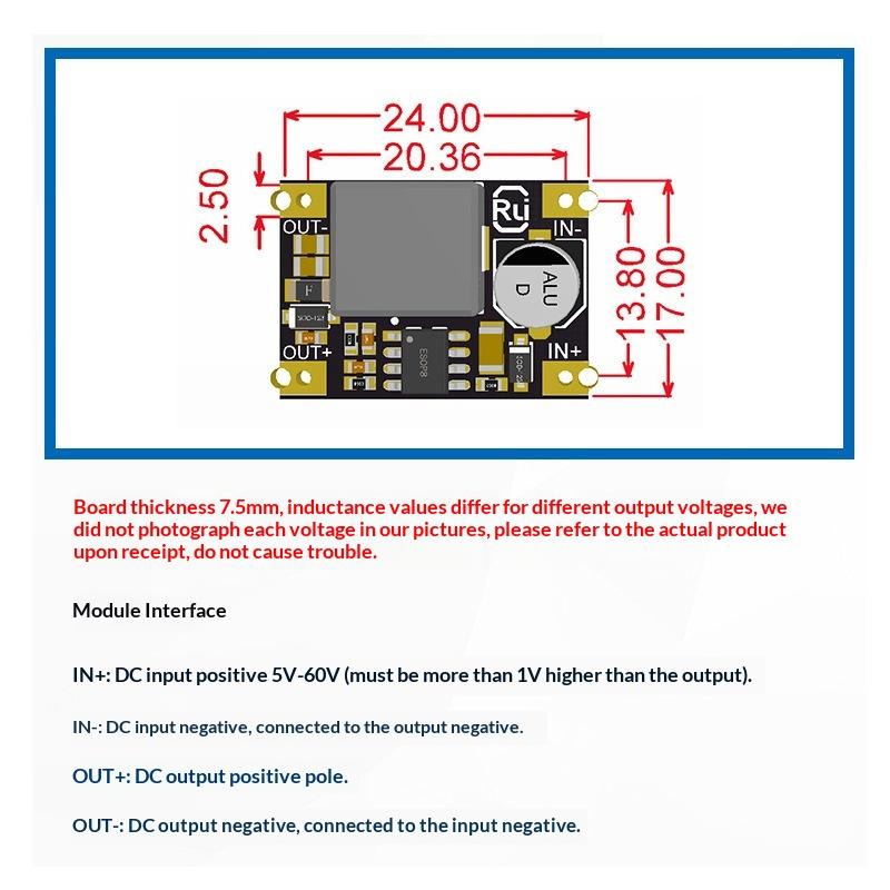 DC-DC Adjustable Module 5-60V To 24V 12V 9V 5V 3.3V 3A Converter for Car Power Electronics Mini Gadgets
