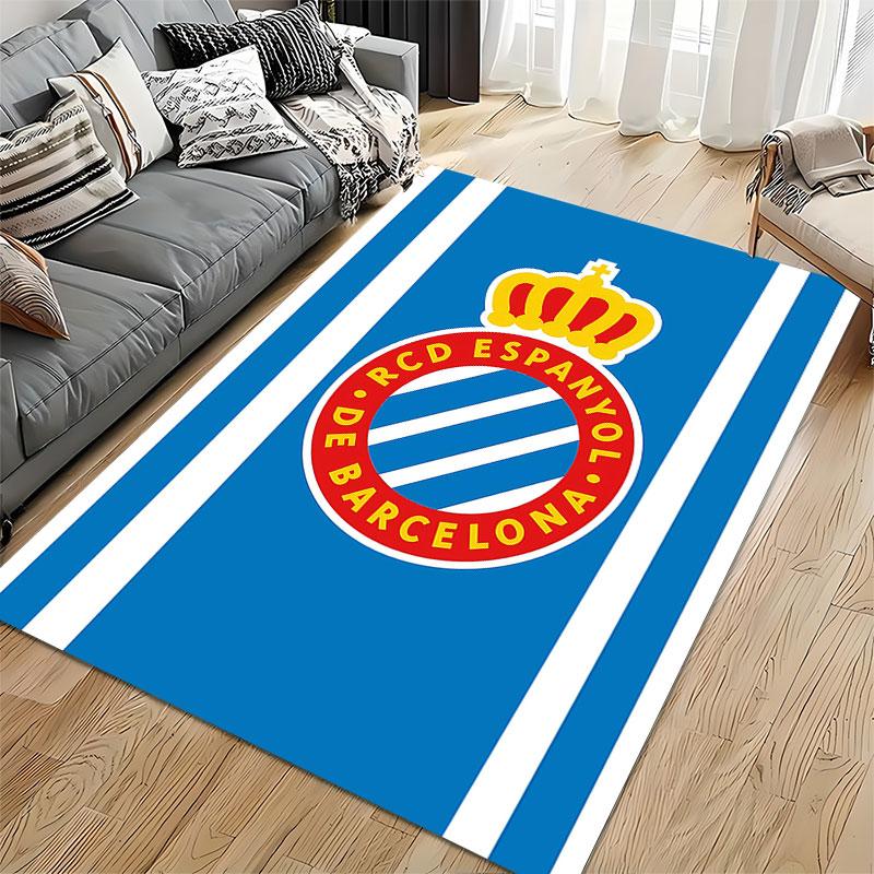 RCD Espanyol Logo Blue Carpet suitable as a non-slip mat for the living room or bedroom sofa