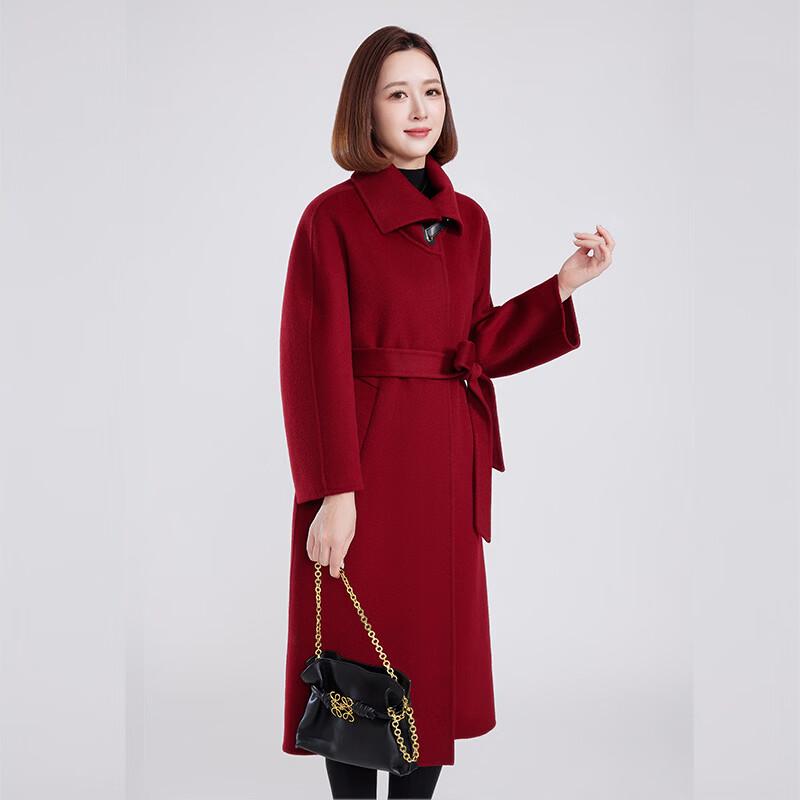 Fengmao Women's 100% Wool Mid-Length Double-Faced Coat