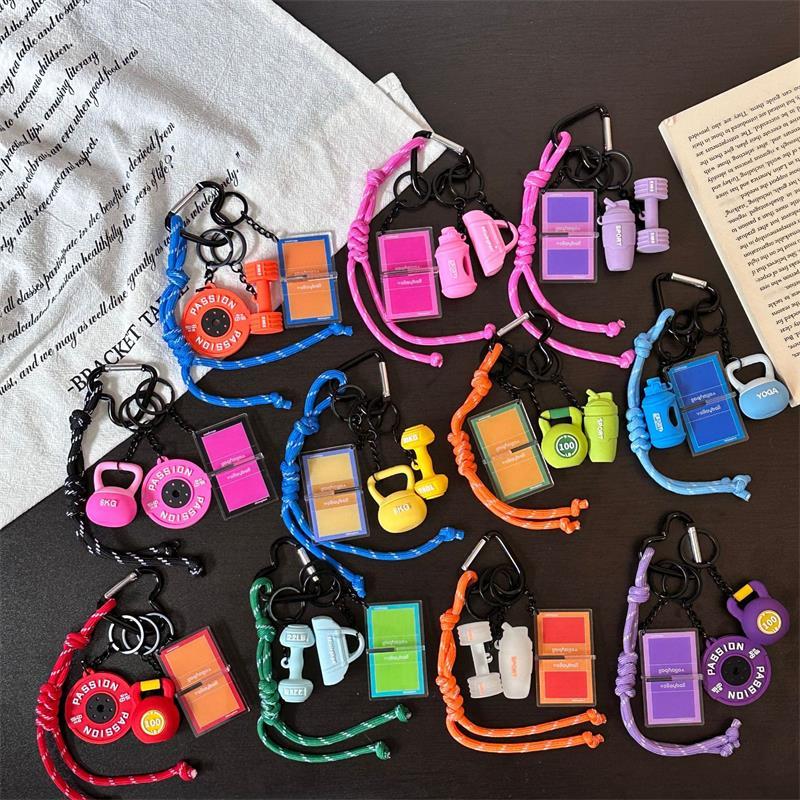 Itness Theme Rubber Keychain Pendant Portable Gym Style Bag Charm Durable Key Ring for Sports Lovers Men Women Daily Accessory
