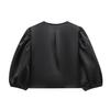 2025 Spring European & American Style Women's Satin Puff Sleeve Bow Top
