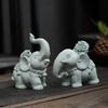 Blue Sand Stone Lucky Elephant Ornament, Home Entrance Wine Cabinet Elephant Ornament Lucky Elephant Desktop Decoration