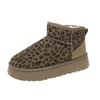 Women's winter leopard print warm and cold-resistant high-top lightweight hiking boots, waterproof and slip-resistant, high-top boots, snow boots.