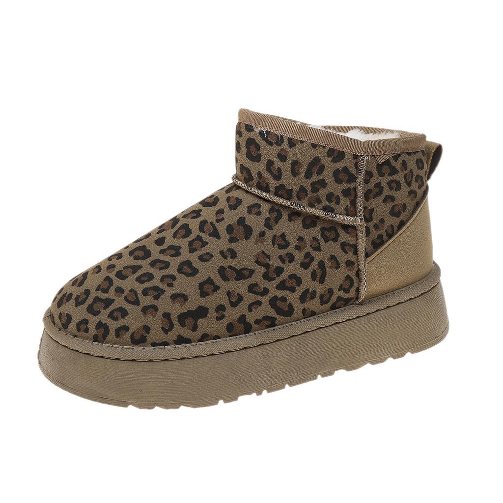 Women's winter leopard print warm and cold-resistant high-top lightweight hiking boots, waterproof and slip-resistant, high-top boots, snow boots.