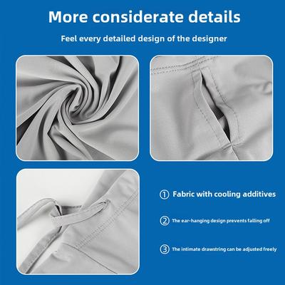Sunscreen Breathable Face Mask, Sunshade Sweat Absorbing Sports Hat, Ear Hanging Ice Silk Scarf, Outdoor UV Resistant Headgear