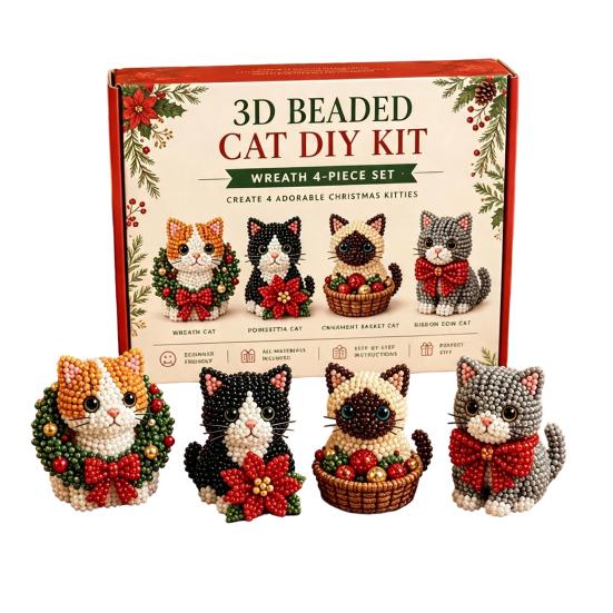 Set de mărgele fără lipici Kit DIY cu mărgele 3D, Set de meșteșuguri cu animale de Crăciun realiste, Kit tematic de broderie manuală ușoară pentru copii și adulți Educațional