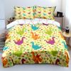 Cartoon Dragons With Colorful Pattern Duvet Cover Set Digital Print Colorful Polyester Bedding With Zipper Closur For Kids Gifts