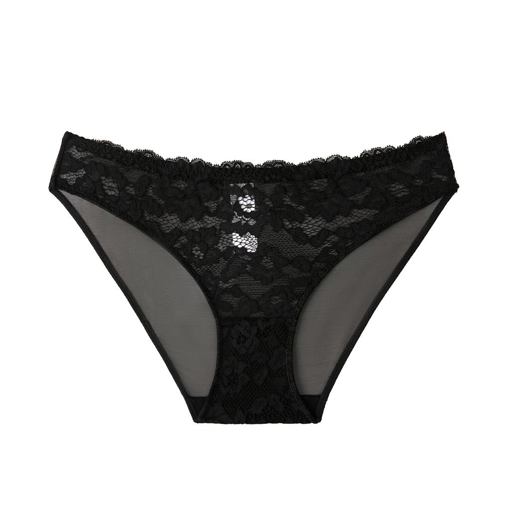 Sexy lace panties thin hollow transparent embroidered large size panties women's pure cotton bottom crotch hip lift low waist briefs