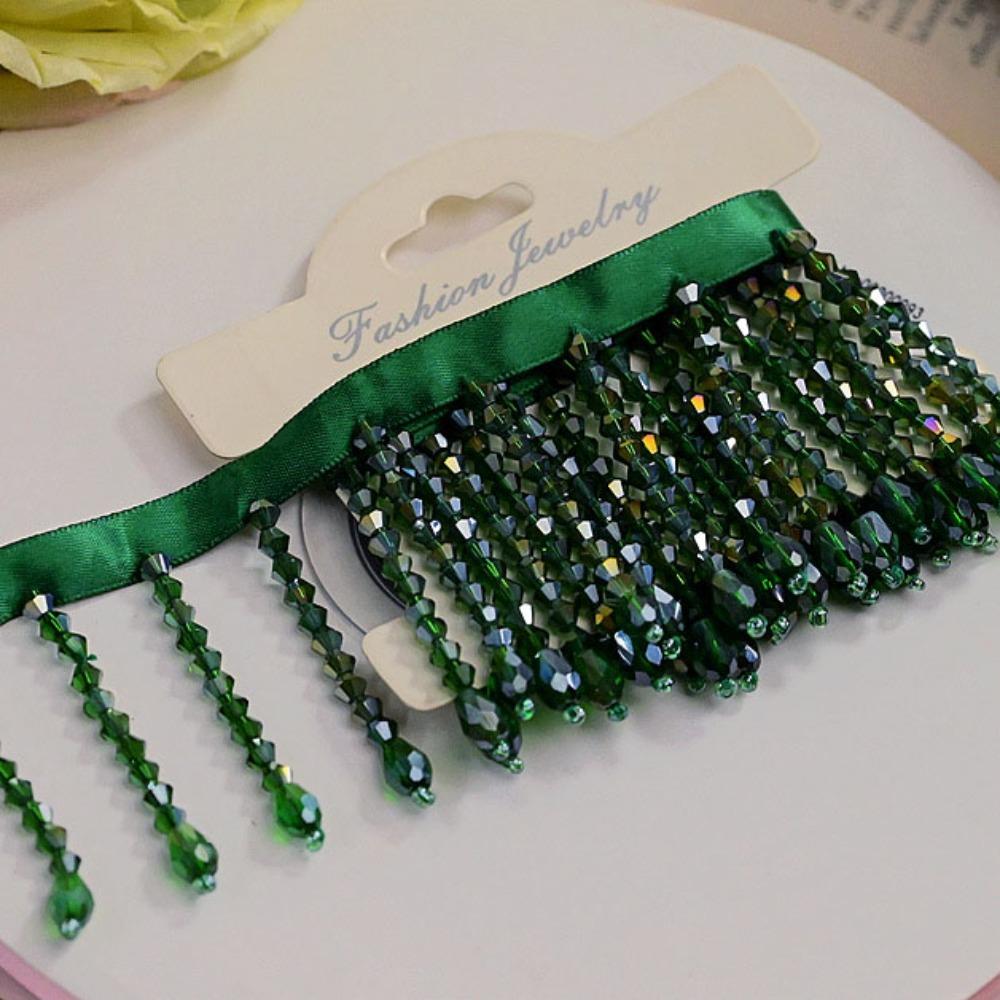 New 5.5CM Wide Crystal Pendant Beaded Fringe DIY Lace Decorative Trim Tassel Fringe Headwear Decoration