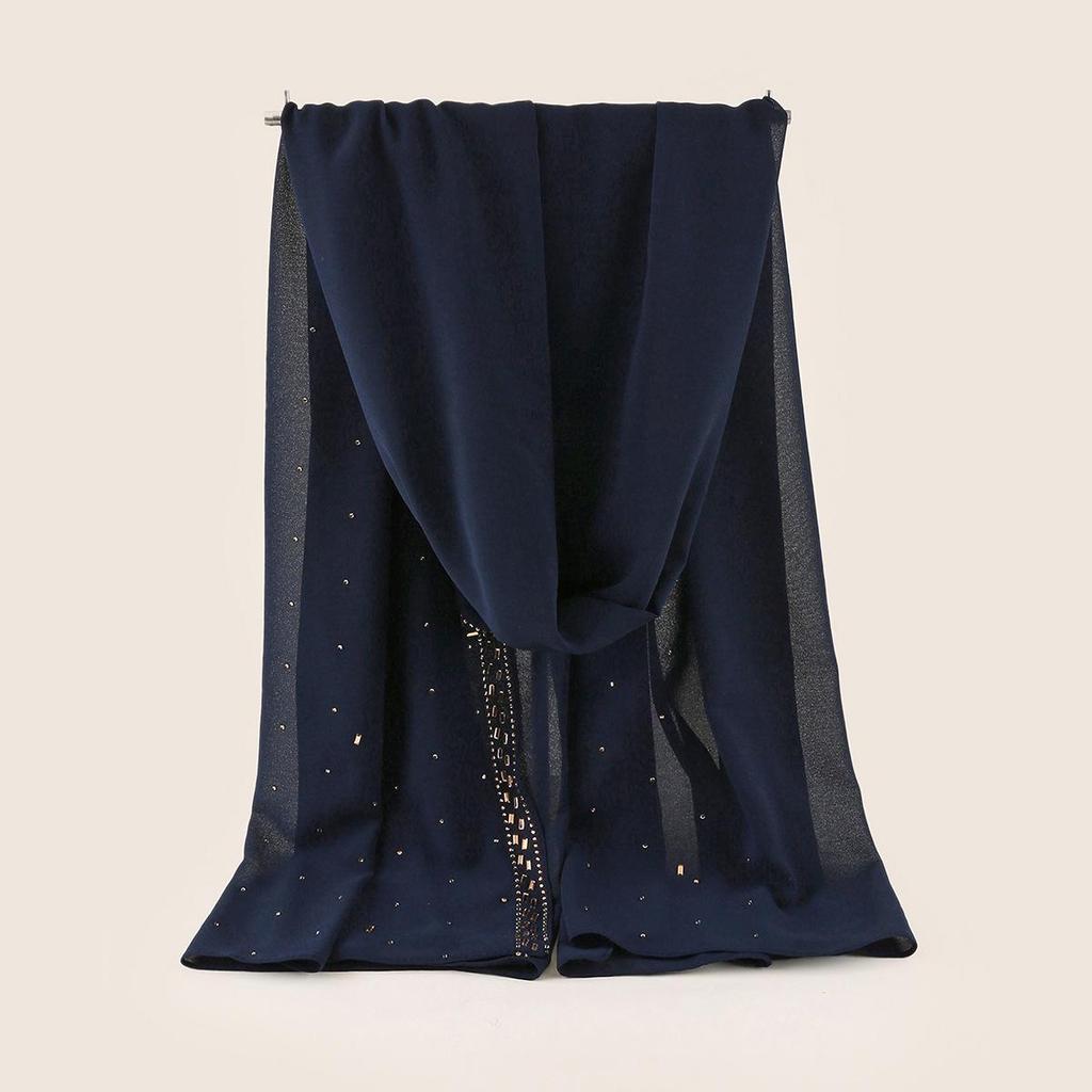 Pearl Chiffon Rhinestone Ethnic Scarf Shawl