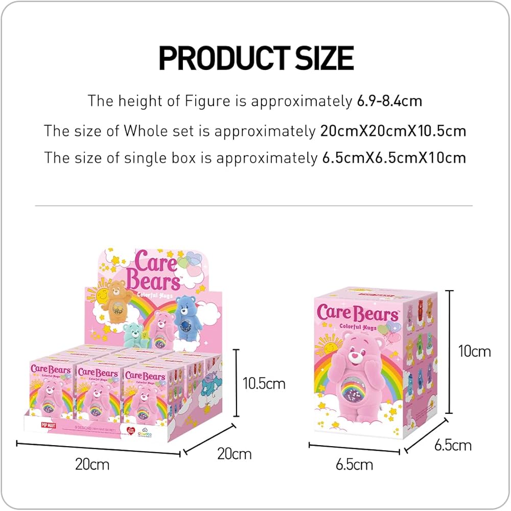 Pop Mart Care Bears Colorful Hugs Series 3-Piece Blind Box Figures PVC Toy Collectible