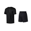 Li-Ning Solid Color Comfortable Versatile Breathable Round Neck Pullover Short Sleeve T-Shirt Casual Sports Set Unisex Tops YTSU145-2+AKSV843-1